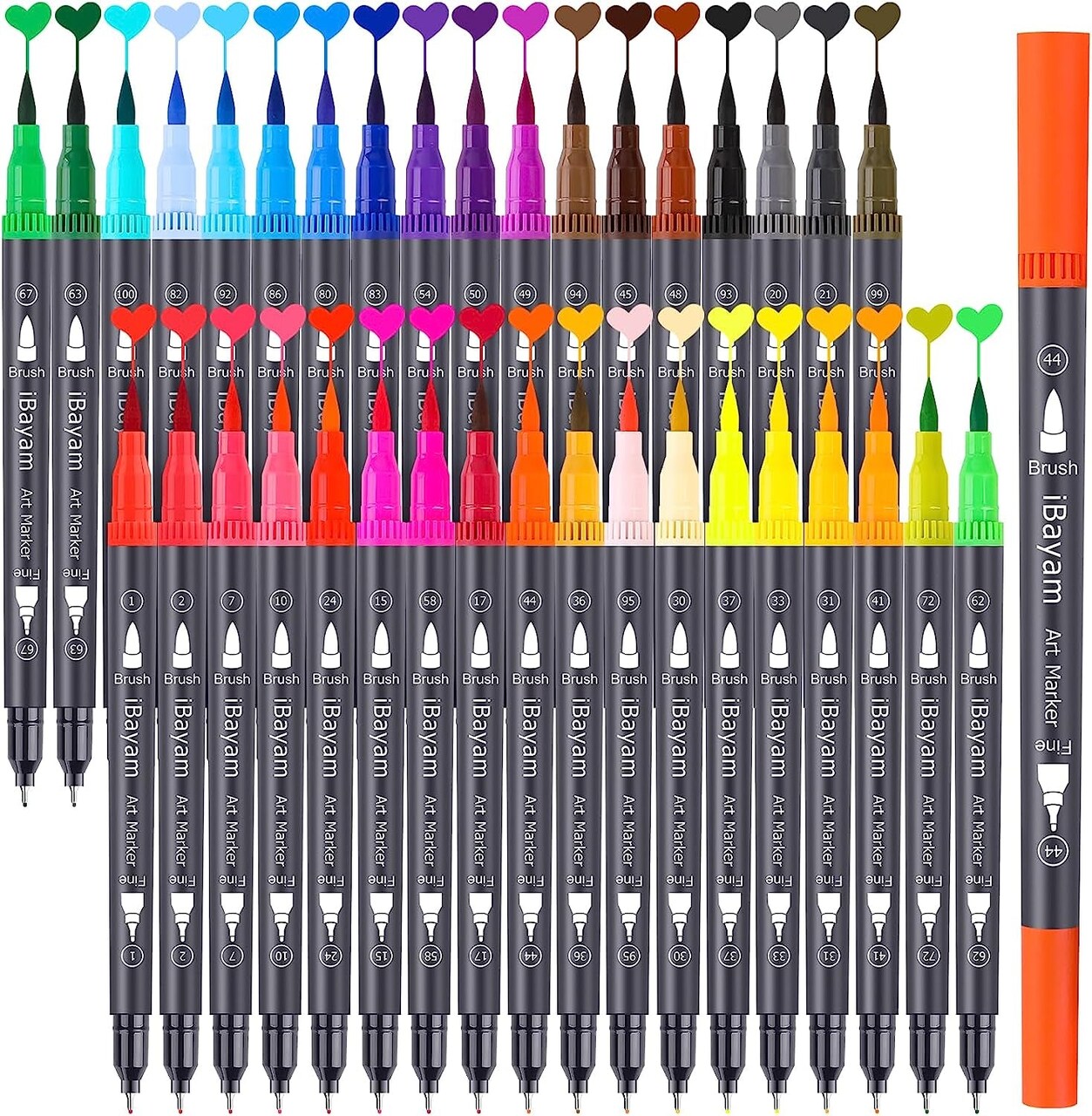 Dual Tip Art Brush Marker Pens for Adult Coloring Book, 36 Colors